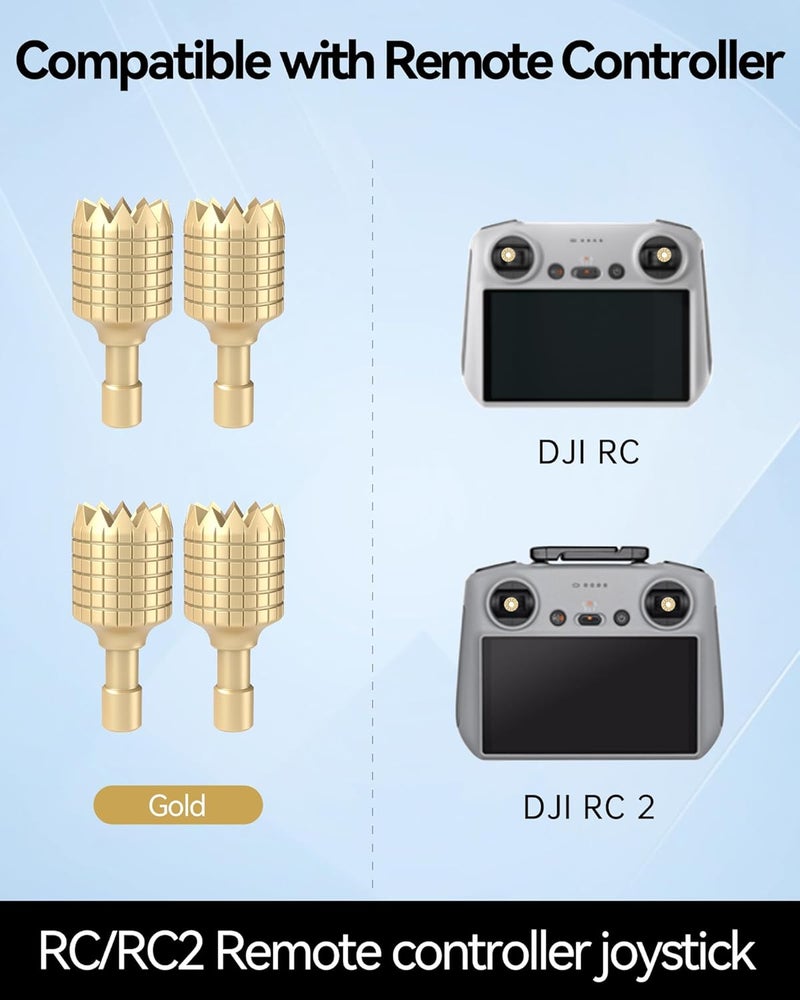 LKTOP 2 Pairs Mini 3/Mini 3 Pro/Mini 4 Pro/Air 3/Air 2S/Mavic 3/Mavic 3 Pro/Mavic 3 Classic Remote Controller Sticks for DJI 𝗥𝗖/𝗥𝗖𝟮 Joystick Rocker Replacement Accessories (Gold) - Image 3